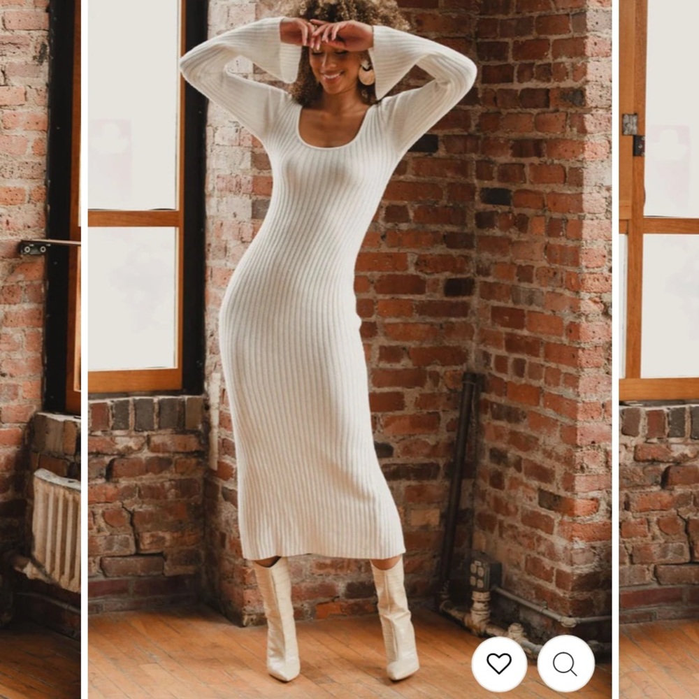 GWYNETH WHITE SWEATER MIDI DRESS worn once